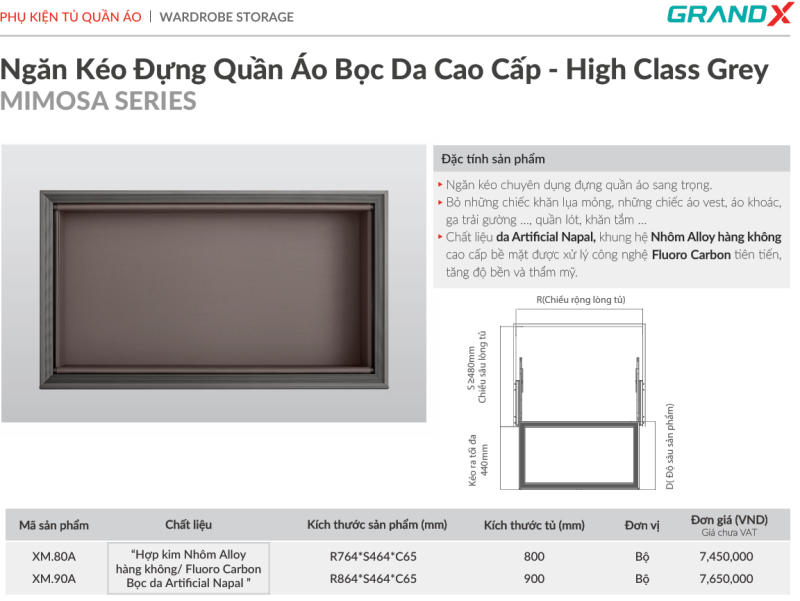 Ngăn kéo quần áo GrandX XM.90A - 16 Ngăn kéo quần áo GrandX XM.90A