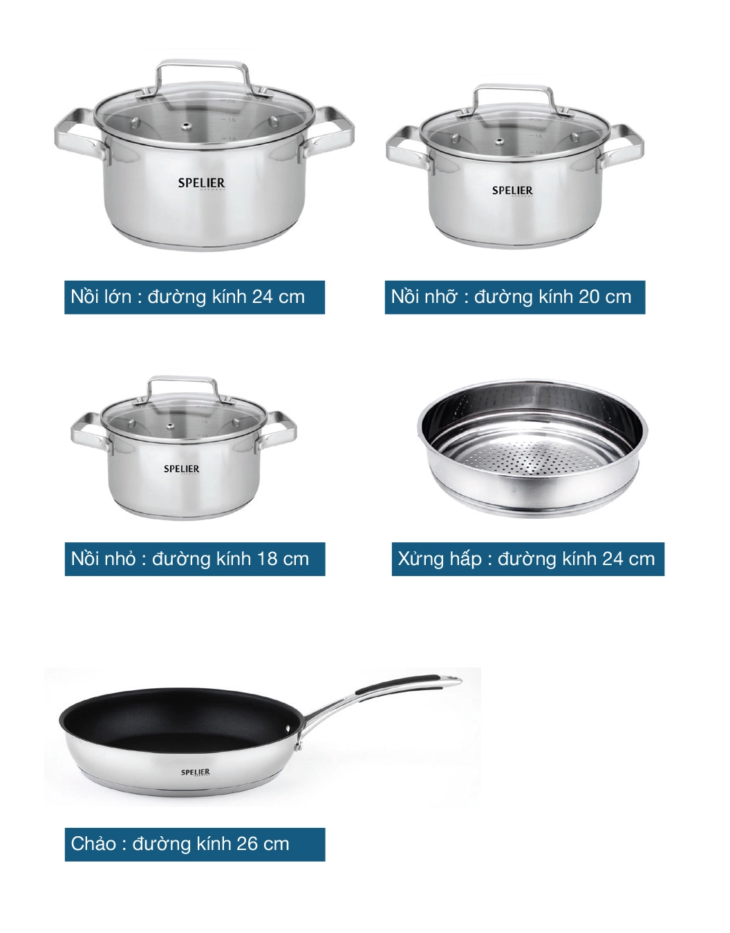 BỘ NỒI SIRIUS SPELIER SP 01J - 19 BỘ NỒI SIRIUS SPELIER SP 01J