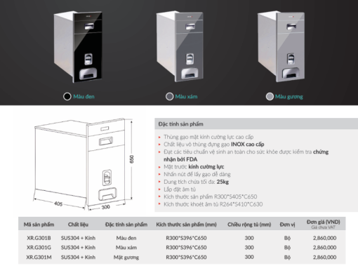 Thùng gạo âm tủ GrandX XR.G301B - 5