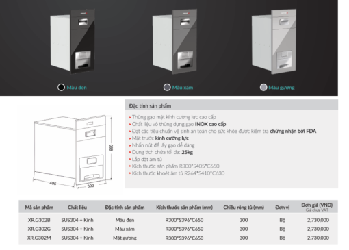 Thùng gạo âm tủ GrandX XR.G302M - 7