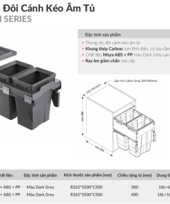 Thùng rác đôi GrandX XW.D30 - 9
