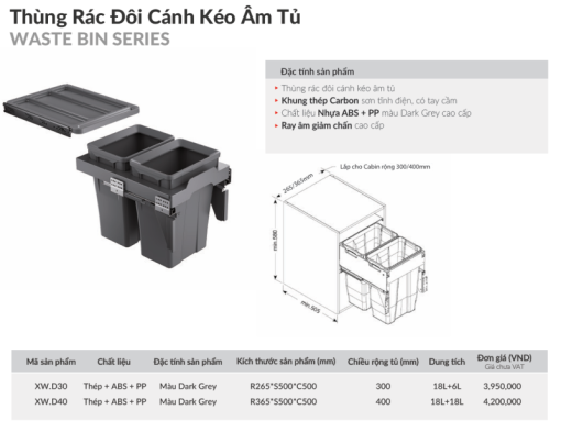 Thùng rác đôi GrandX XW.D40 - 5