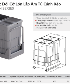 Thùng rác đôi GrandX XW.D40M - 11