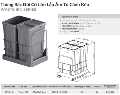 Thùng rác đôi GrandX XW.D40M - 5
