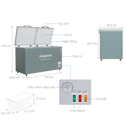 Tủ đông Inverter Kangaroo KGFZ490IG1 - 3