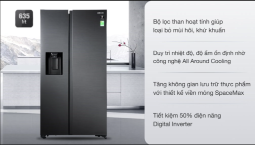 TỦ LẠNH SAMSUNG INVERTER SIDE BY SIDE RS64R5301B4/SV