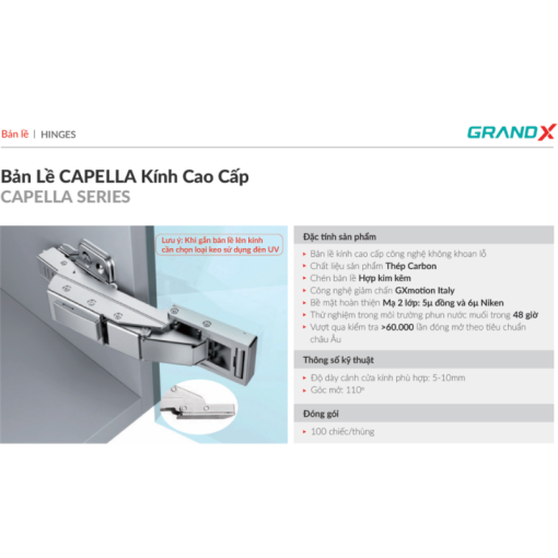 Bản lề kính cao cấp GRANDX XC.G1 - 5