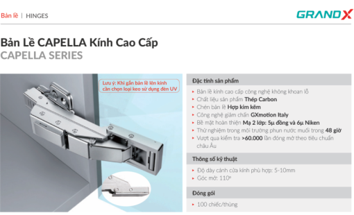 Bản lề kính cao cấp GRANDX XC.G3 - 5