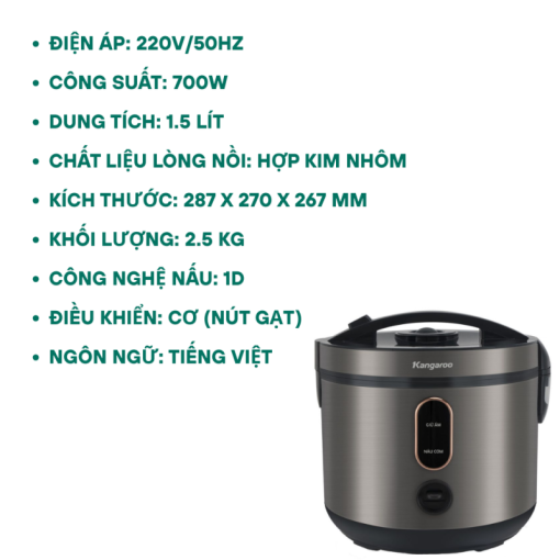 Nồi cơm điện Kangaroo KGRC15M1 - 3