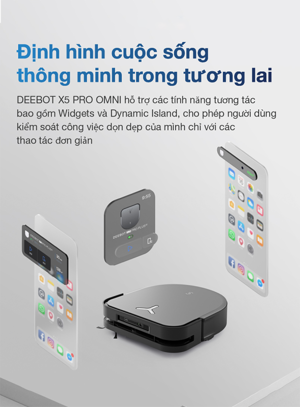 ROBOT HÚT BỤI LAU NHÀ ECOVACS DEEBOT X5 PRO OMNI - 118 ROBOT HÚT BỤI LAU NHÀ ECOVACS DEEBOT X5 PRO OMNI