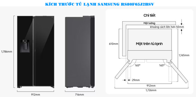 TỦ LẠNH SAMSUNG INVERTER SIDE BY SIDE RS80F65J2BSVTỦ LẠNH SAMSUNG INVERTER SIDE BY SIDE RS80F65J2BSV