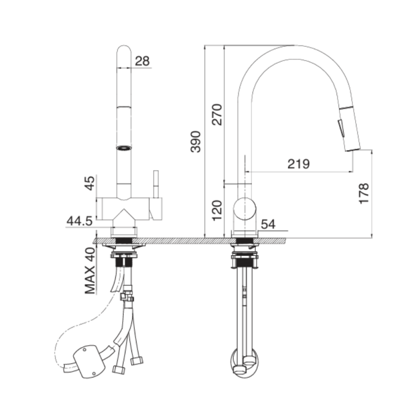 Vòi rửa bát KLUGER KLF0008SS - 2 Vòi rửa bát KLUGER KLF0008SS