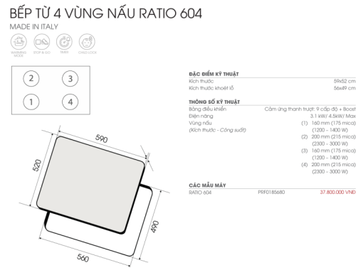 Bếp điện từ ELICA RATIO 604 PRF0185680 - 5