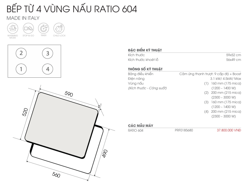 Bếp điện từ ELICA RATIO 604 PRF0185680 - 27 Bếp điện từ ELICA RATIO 604 PRF0185680