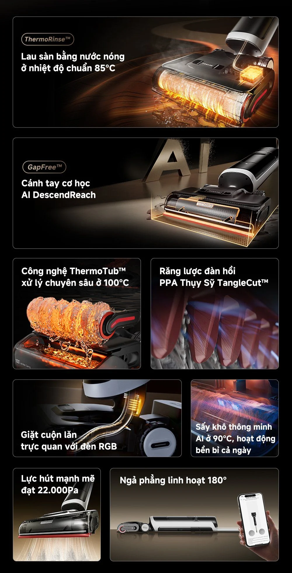 MÁY HÚT BỤI LAU NHÀ KHÔ VÀ ƯỚT DREAME H15 PRO HEAT - 79 MÁY HÚT BỤI LAU NHÀ KHÔ VÀ ƯỚT DREAME H15 PRO HEAT