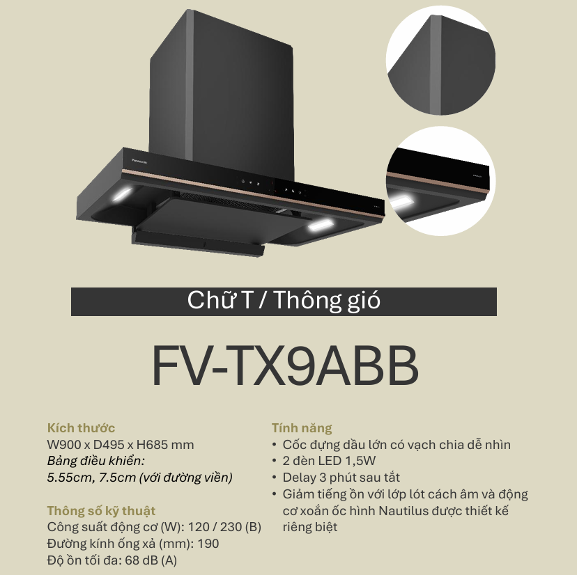Máy hút mùi Panasonic FV-TX9ABB - 27 Máy hút mùi Panasonic FV-TX9ABB