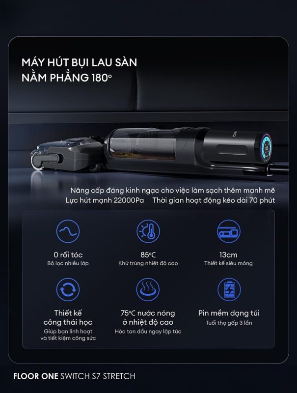 MÁY HÚT BỤI LAU NHÀ TINECO FLOOR ONE SWITCH S7 STRETCH - 103 MÁY HÚT BỤI LAU NHÀ TINECO FLOOR ONE SWITCH S7 STRETCH