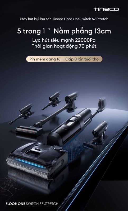 MÁY HÚT BỤI LAU NHÀ TINECO FLOOR ONE SWITCH S7 STRETCH - 91 MÁY HÚT BỤI LAU NHÀ TINECO FLOOR ONE SWITCH S7 STRETCH