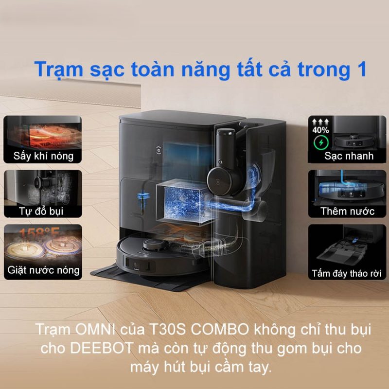 ROBOT HÚT BỤI LAU NHÀ ECOVACS DEEBOT T30S COMBO - 126 ROBOT HÚT BỤI LAU NHÀ ECOVACS DEEBOT T30S COMBO