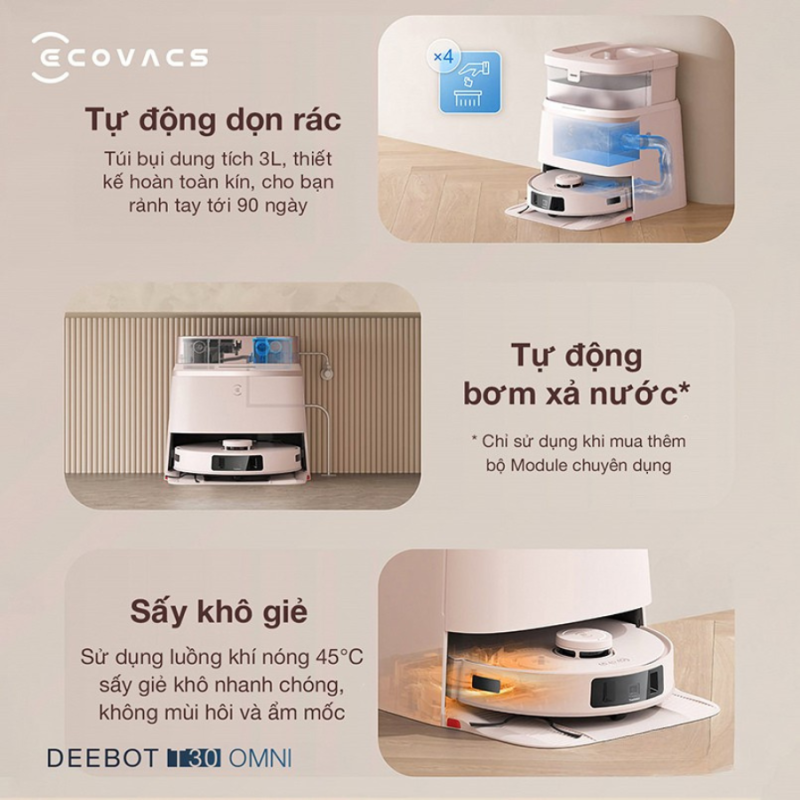 ROBOT HÚT BỤI LAU NHÀ ECOVACS DEEBOT T30 OMNI - 82 ROBOT HÚT BỤI LAU NHÀ ECOVACS DEEBOT T30 OMNI
