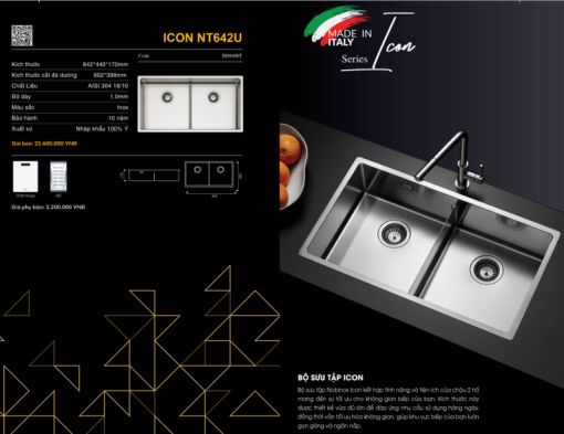 Chậu rửa bát NoBiNox ICON NT642U BB8400T - 5