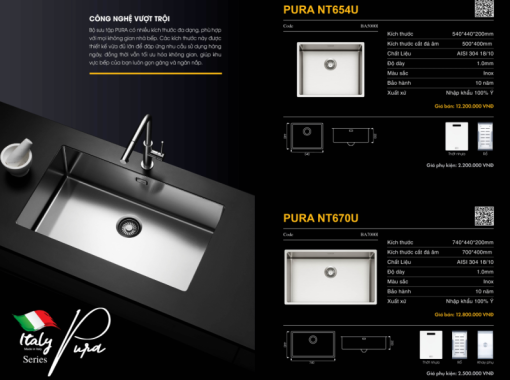 Chậu rửa bát NoBiNox PURA NT670U BA7000I - 5