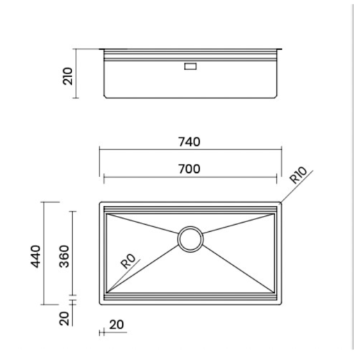 Chậu rửa bát NoBiNox STEP NT644U SA7000C - 3
