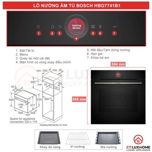 Lò nướng âm tủ BOSCH HBG7741B1 Serie 8 - 5