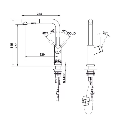 Vòi rửa chén Hafele LUX-P HT25-SH1P315 570.85.048 - 3