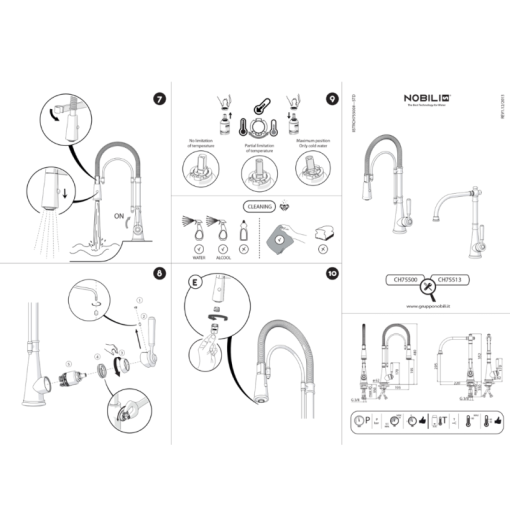 Vòi rửa bát NOBILI CHARLIE NB254 CH75513CR - 9