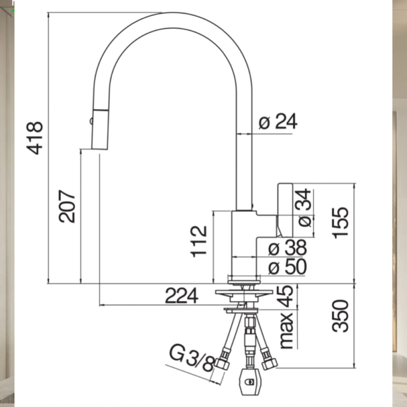Vòi rửa bát NOBILI FLAG NB205 FL96137CR - 51 Vòi rửa bát NOBILI FLAG NB205 FL96137CR