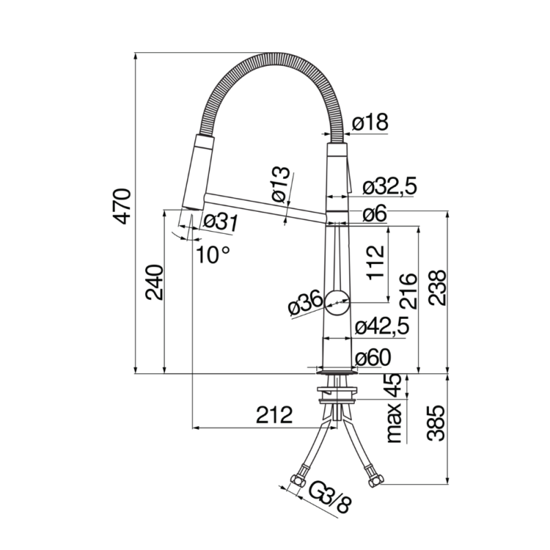 Vòi rửa bát NOBILI LEVANTE NB306B MV123300FLP - 55 Vòi rửa bát NOBILI LEVANTE NB306B MV123300FLP