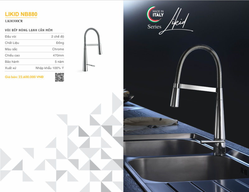 Vòi rửa bát NOBILI LIKID NB880 LK00300CR - 40 Vòi rửa bát NOBILI LIKID NB880 LK00300CR