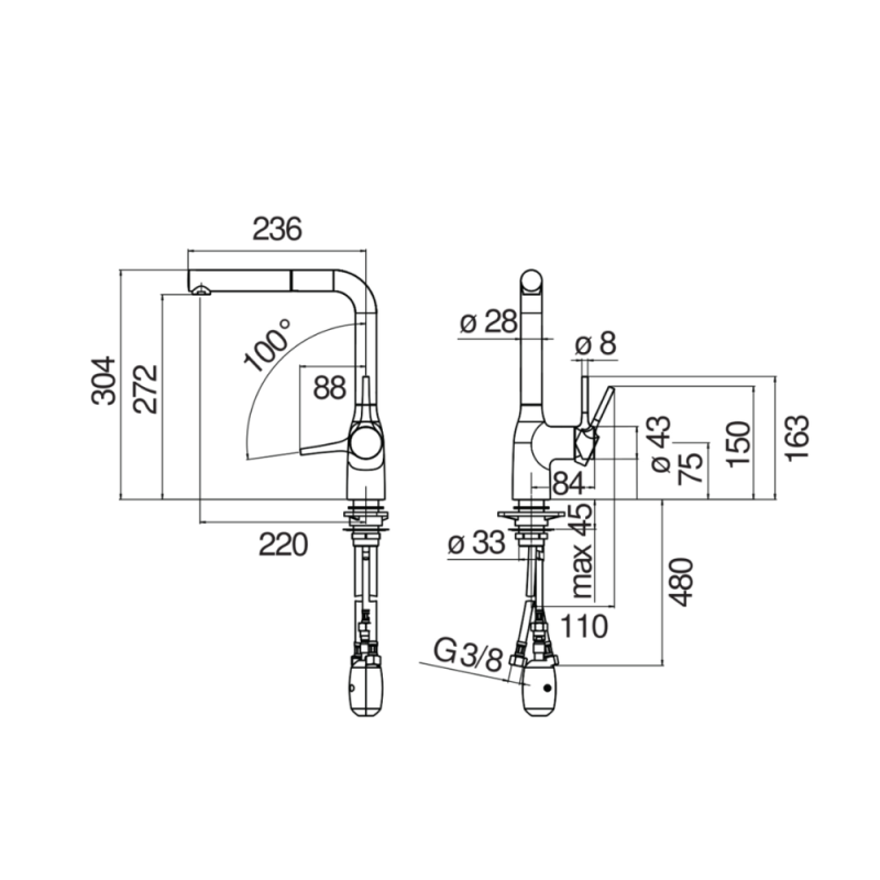 Vòi rửa bát NOBILI MANIA NB218A CU128117/1GTP - 31 Vòi rửa bát NOBILI MANIA NB218A CU128117/1GTP