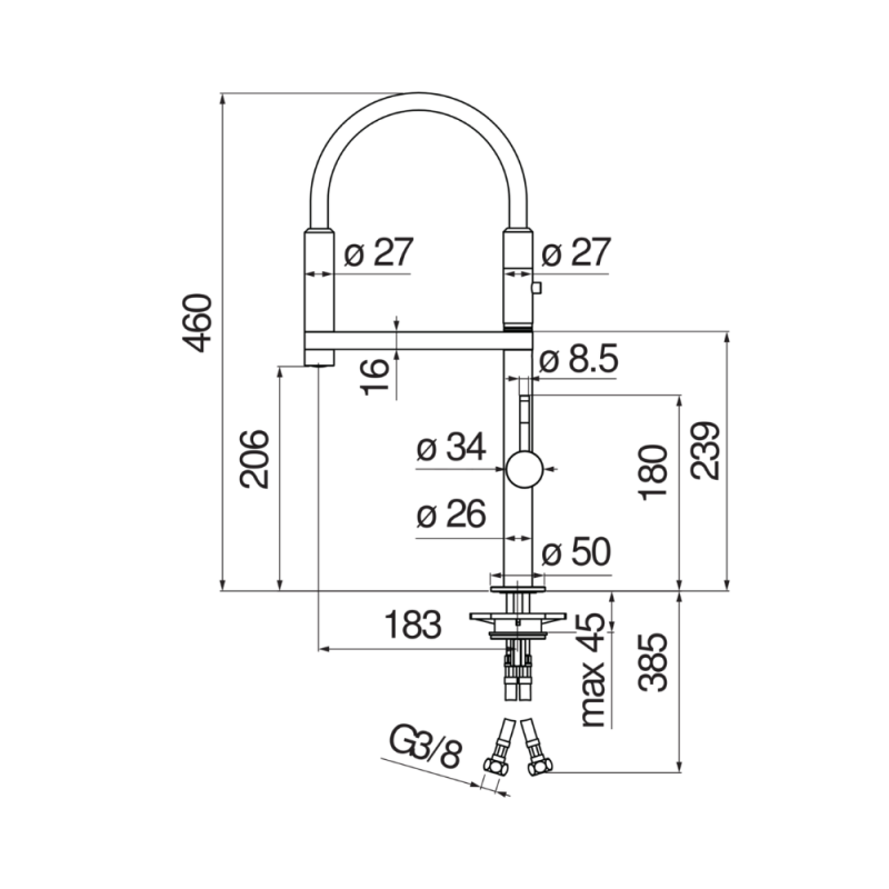 Vòi rửa bát NOBILI MOVE NB133S - 43 Vòi rửa bát NOBILI MOVE NB133S