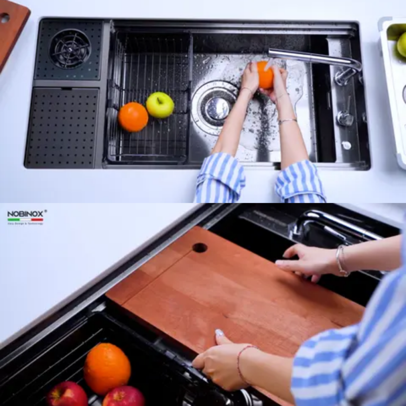 Chậu rửa bát NoBiNox LUMIA NJ511B - 67 Chậu rửa bát NoBiNox LUMIA NJ511B