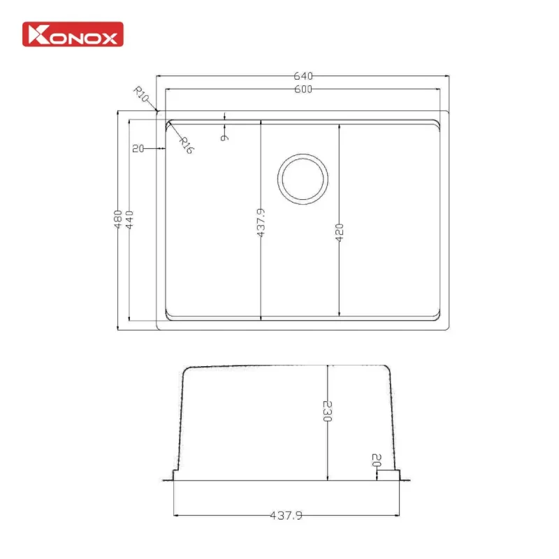 Chậu rửa bát KONOX TARI 6448SM - 18 Chậu rửa bát KONOX TARI 6448SM