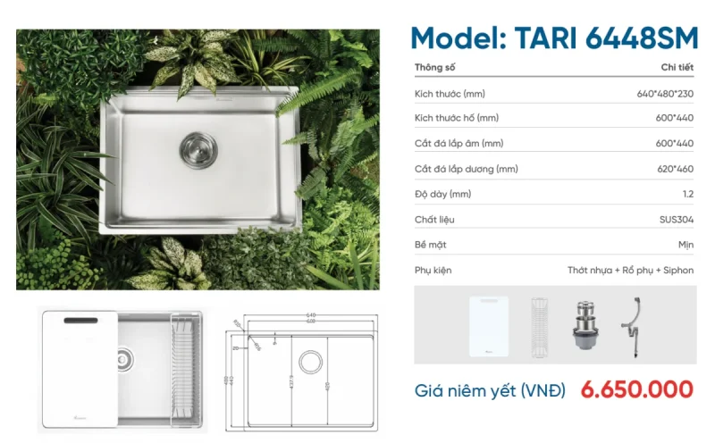 Chậu rửa bát KONOX TARI 6448SM - 19 Chậu rửa bát KONOX TARI 6448SM