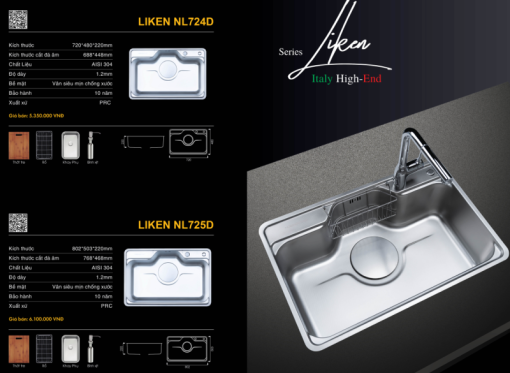 Chậu rửa bát NoBiNox LIKEN NL724D - 5