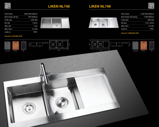 Chậu rửa bát NoBiNox LIKEN NL749 - 5
