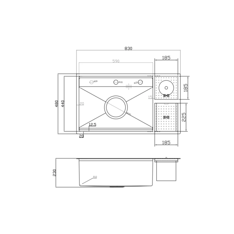 Chậu rửa bát NoBiNox LUMIA NJ510B - 43 Chậu rửa bát NoBiNox LUMIA NJ510B