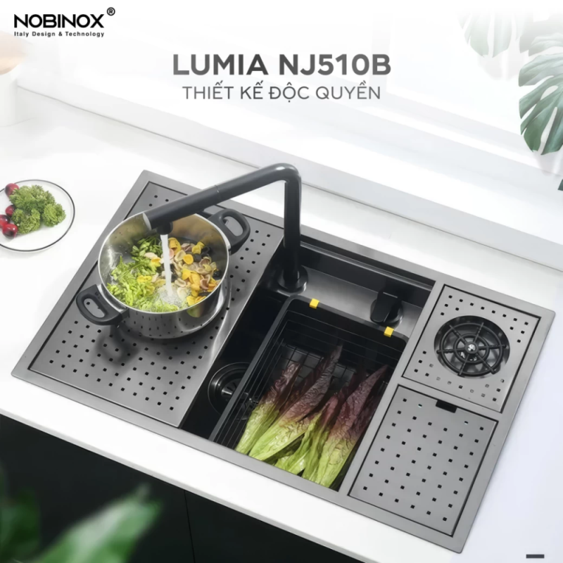 Chậu rửa bát NoBiNox LUMIA NJ510B - 45 Chậu rửa bát NoBiNox LUMIA NJ510B
