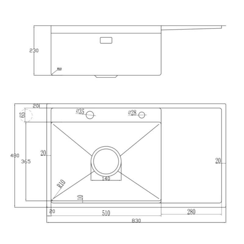 Chậu rửa bát NoBiNox LUMIA NJ558B - 35 Chậu rửa bát NoBiNox LUMIA NJ558B