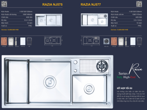 Chậu rửa bát NoBiNox RAZIA NJ575 - 5