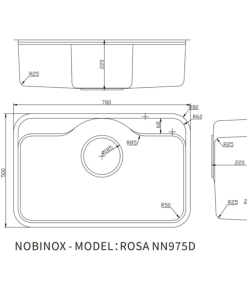 Chậu rửa bát NoBiNox ROSA NN975D - 27