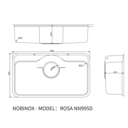 Chậu rửa bát NoBiNox ROSA NN995D - 3