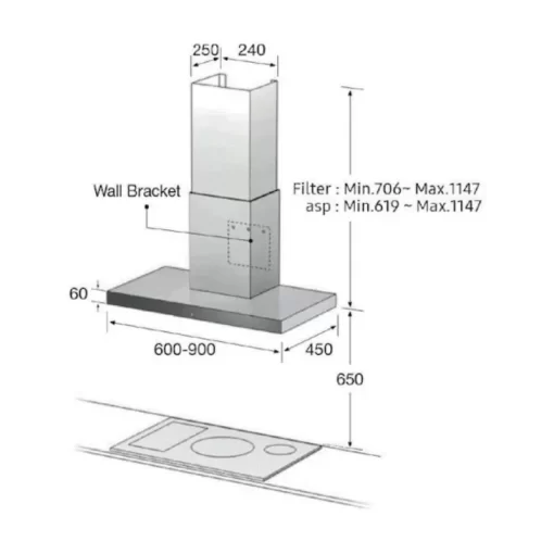 Máy hút mùi SAMSUNG NK24M5070BS/UR