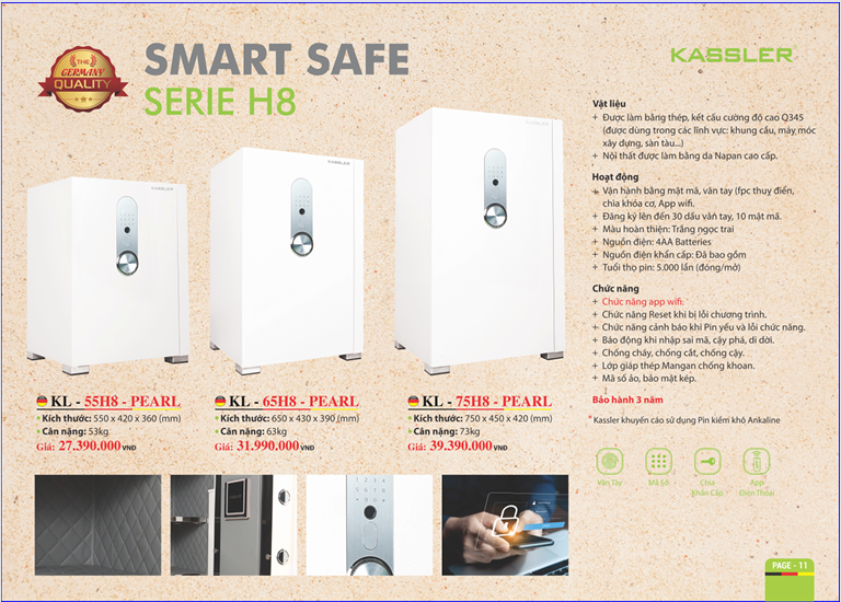 Két sắt KASSLER KL-75H8 Pearl - 6 Két sắt KASSLER KL-75H8 Pearl - 5
