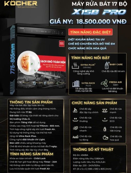 Máy rửa bát Kocher X15B PRO - 5