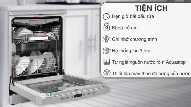 Máy rửa bát Bosch SMS6ZCI08E serie 6 sấy Zeolith - Giải pháp sấy khô hoàn hảo - 3 Tiện ích thông minh
